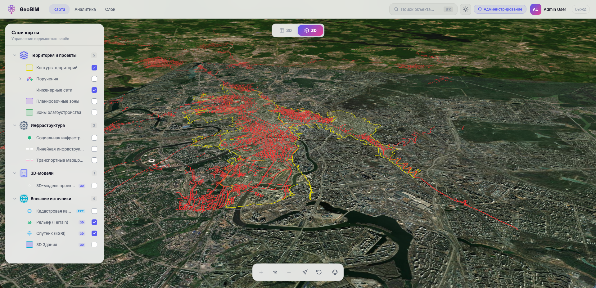 GeoBIM: цифровой двойник территории в 3D